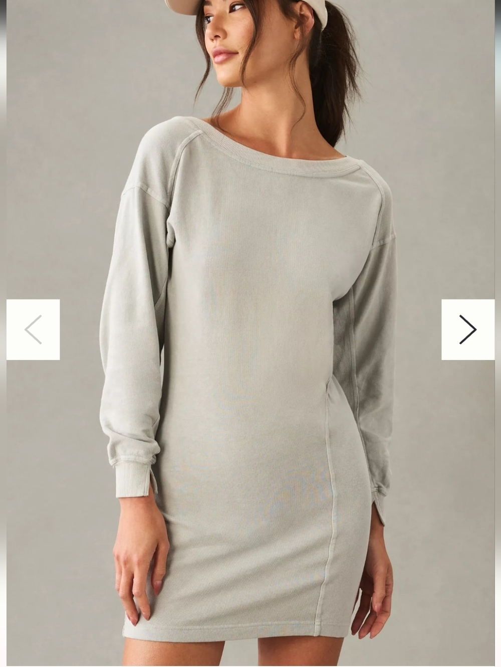Daily Practice by Anthropologie Darla Long-Sleeve Open-Back Dress In Light Gray